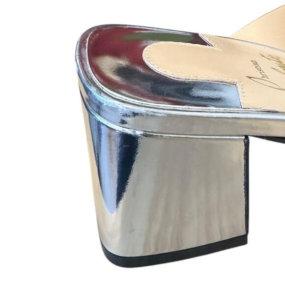Christian Louboutin Arkenmule Rainbow Silver Block Heel Sandal 37.5 - Picture 8 of 10